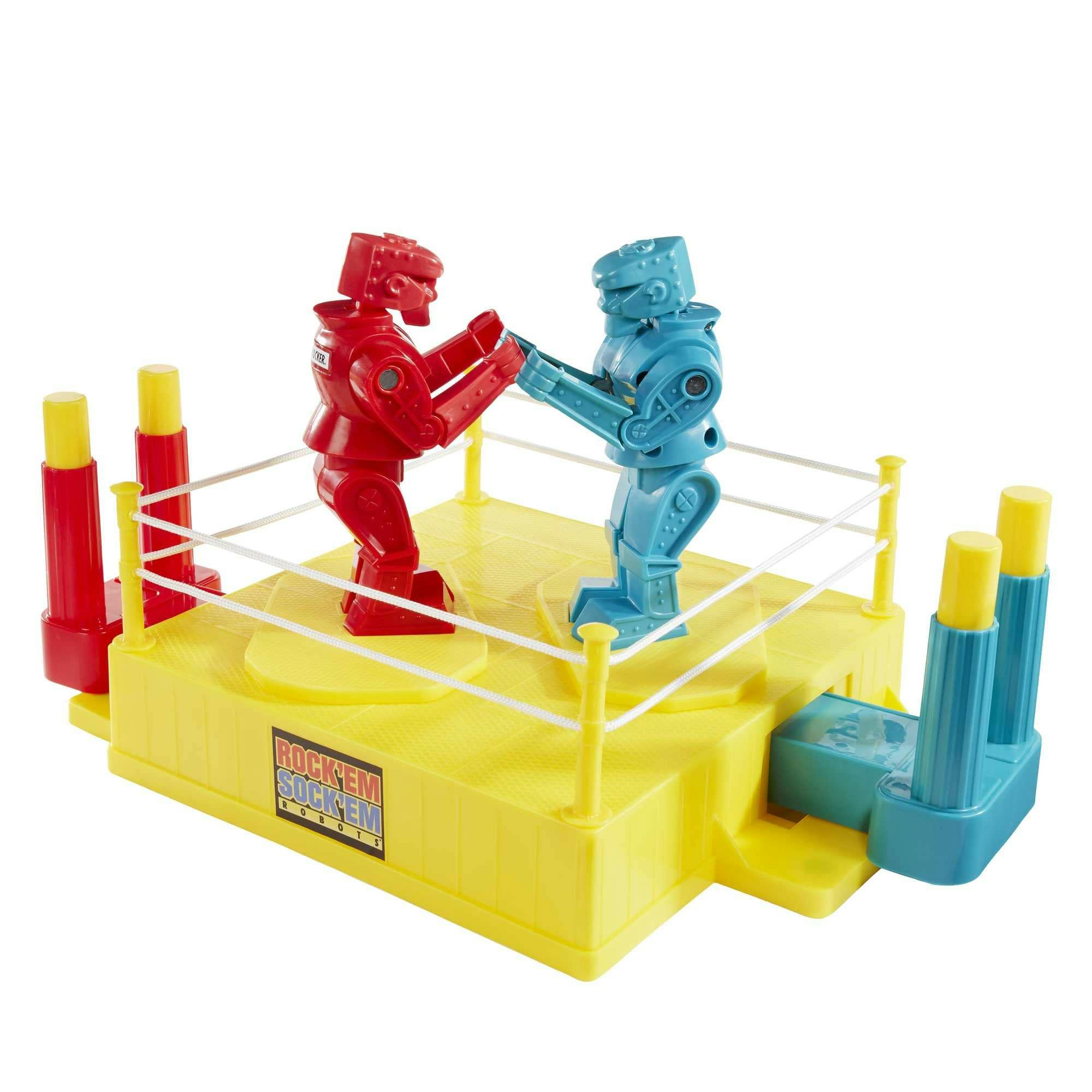 The rockem sockem robots toy that signifies the competition between the chatbots compared in the article.